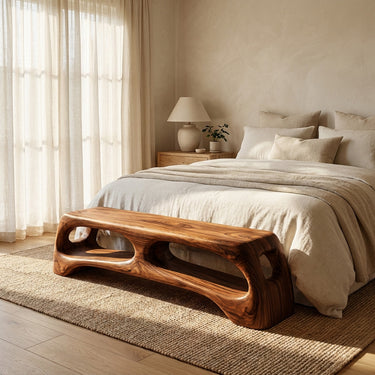 Modern Wooden Bench With 2 Tiers For Living Room