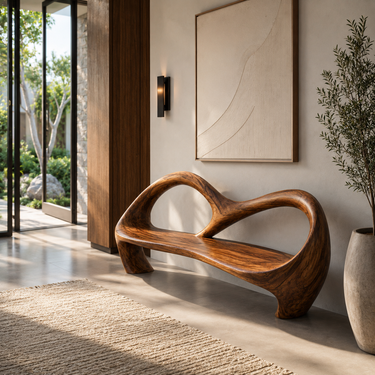Freeform Sculptural Entryway Bench For Luxury Entryway