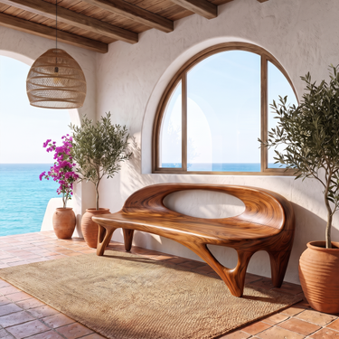 Mediterranean Sculptural Bench For Sunroom Living Room