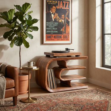 Contemporary Vinyl Record Stand For Reading Corner