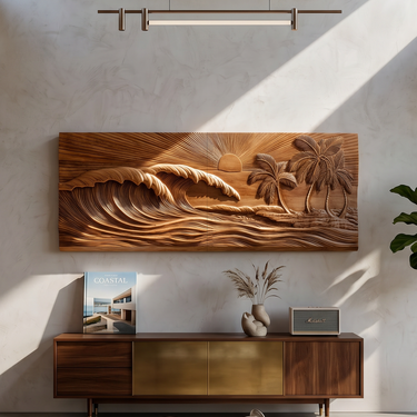 Tropical Beach Wood Wall Decor For Modern Coastal Living Space