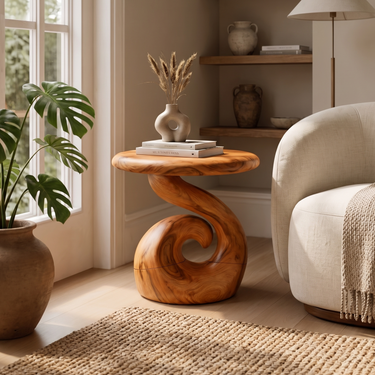 Organic Accent Side Table For Living Room