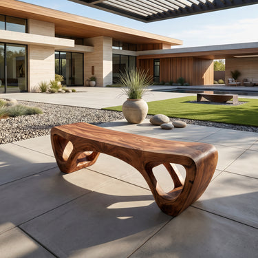 Handcrafted Wooden Garden Bench For Outdoor Lounge Area