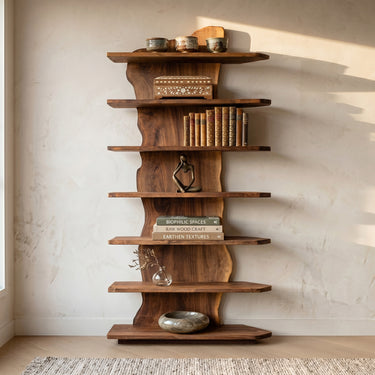 Organic Natural Wooden Standing Shelf For Reading Nook