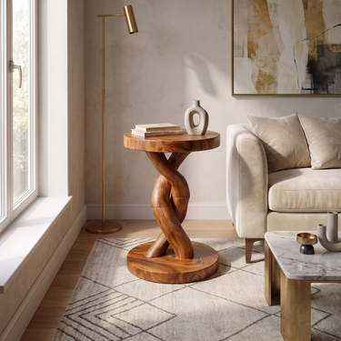 Twisted Sculptural Side Table For Living Room