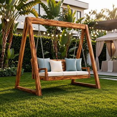Tropical Wooden Garden Swing Backyard Lounge Seating