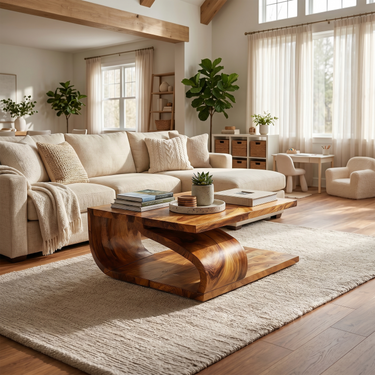 Modern Curved Base Coffee Table For Apartment