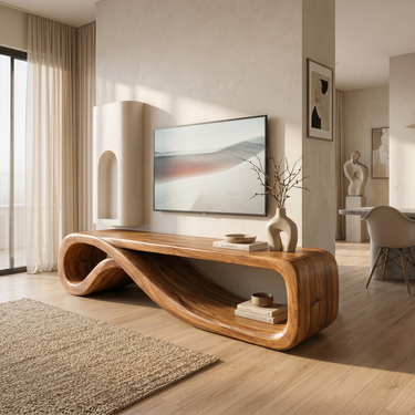 Modern Entertainment Center Sculptural Wood Furniture