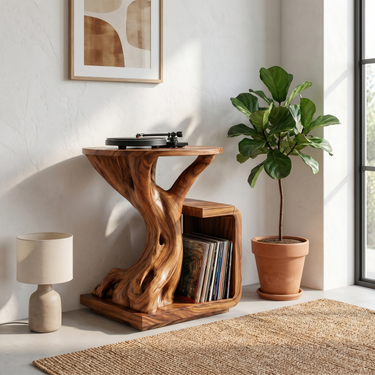 Rustic Record Player Stand For Lounge