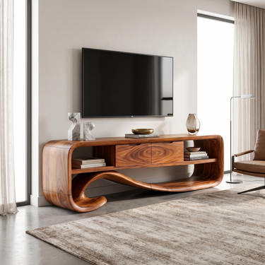 Minimalist Curved TV Cabinet For Living Room
