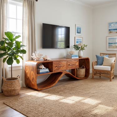 Coastal Modern Media Console For Living Room