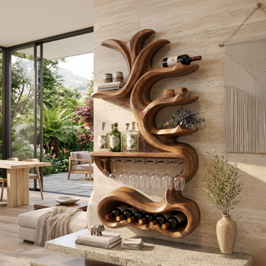 Organic Sculptural Bottle Organizer For Home Bar