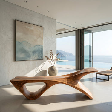 Organic Modern Sculptural Bench For Entryway