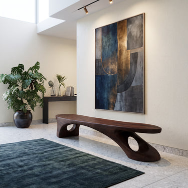Modern Sculptural Bench With Organic Design For Entryway