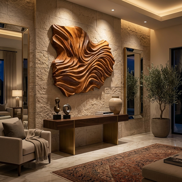 Handcrafted Wooden Wave Wall Art For Contemporary Bedroom Wall