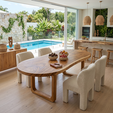 Tropical Oval Dining Room Table For Poolside Room