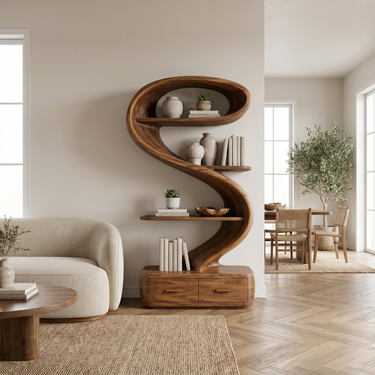 Sculptural Bookshelf For Living Room Library