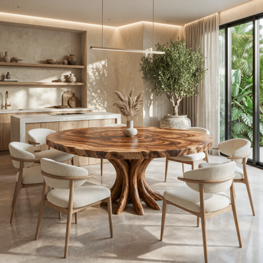 Organic Round Dining Table Inspired Tree Root Base For Dining