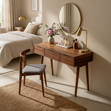 Boho Vanity Table Studio Apartment Makeup Area Dressing Space