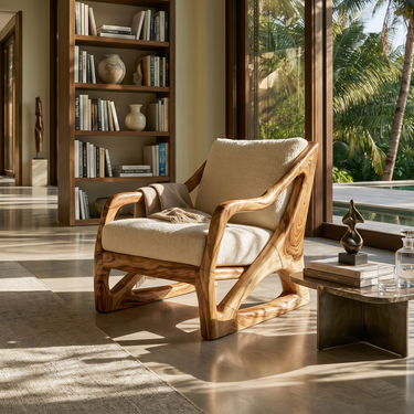Modern Organic Wooden Armchair Luxury Living Space