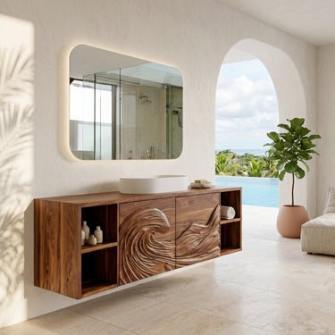 Modern Ocean Wave Bathroom Vanity For Contemporary Bathroom