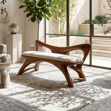 Organic Modern Wooden Bench Luxury Entryway