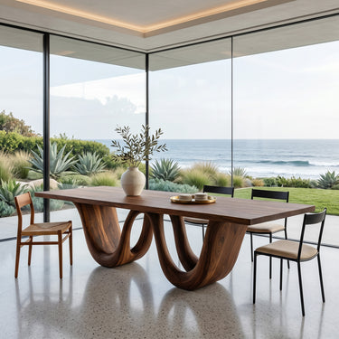 Contemporary Two Wavy Legs Dining Table For Dining Room