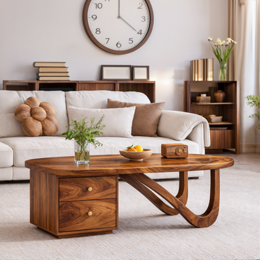 Modern Wooden Coffee Table With Storage Drawer For Living Room