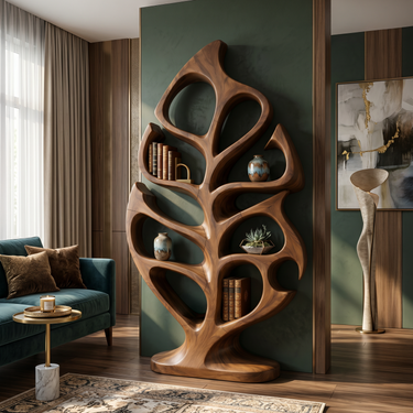 Organic Storage Bookshelf For Comfortable Reading Space