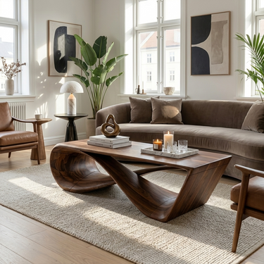 Mid Century Sculptural Coffee Table Living Room