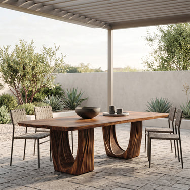 Organic Fluted Pedestal Dining Table For Contemporary Dining Room
