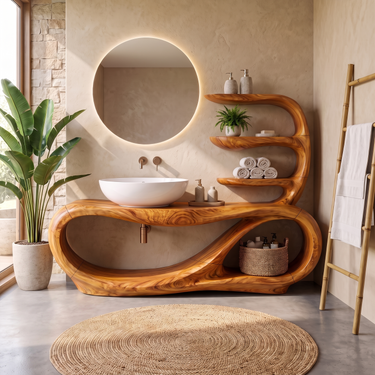 Sculptural Floating Bathroom Vanity For Bathroom