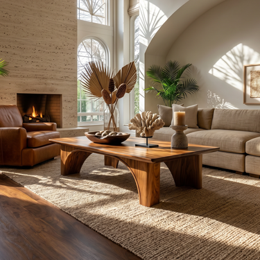 Arched Wood Coffee Table For Garden Room