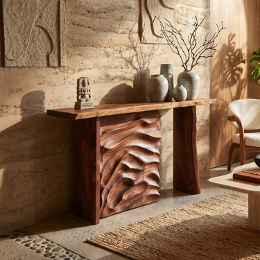 Scandinavian Organic Edge Hall Table For Resort Interior Space