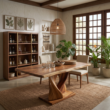 Boho Rectangular Feast Table For Coastal Dining Room