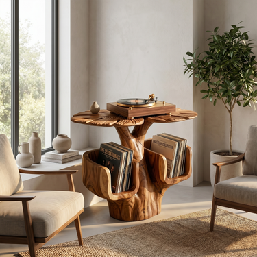 Sculptural Record Player Stand For Lounge