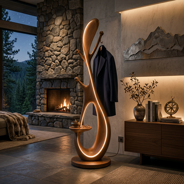 Organic Tree Lamp With Pegs For Living Room