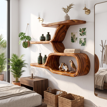 Organic Modern Floating Wall Shelves for Bedroom