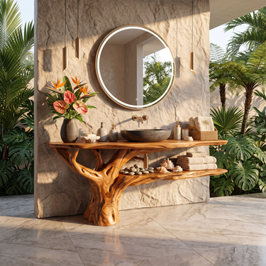 Organic Sculptural Floating Bathroom Vanity For Bathroom