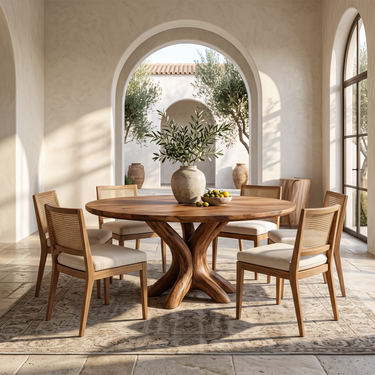 Organic Round Dining Table Sculptural Tree Root Pedestal For Dining Room