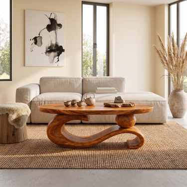 Japandi Sculptural Coffee Table For Living Room