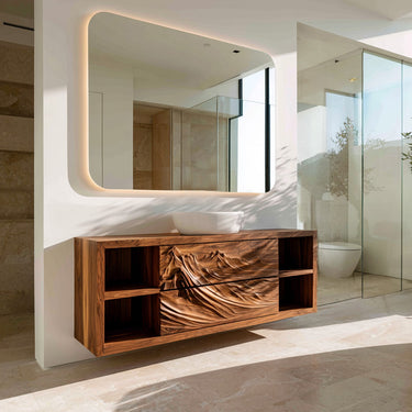Luxury Mountain Carved Floating Bathroom Vanity For Spa Bathroom