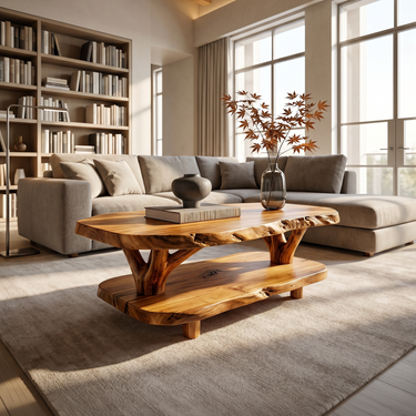 Rustic Live Edge Coffee Table For Library