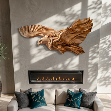 Minimalist Modern Eagle Wood Wall Art Fireplace Living Room Decor