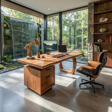 Modern Computer Desk With File Cabinet For Garden View Office