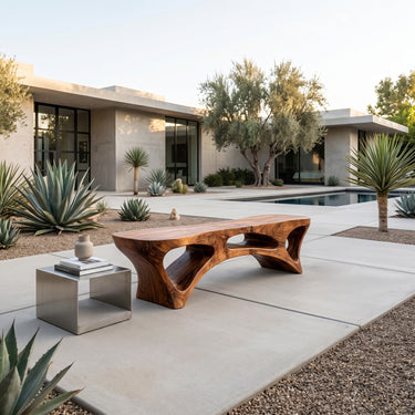 Minimalist Natural Wood Outdoor Bench For Patio Seating