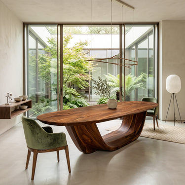 Contemporary Open Base Oval Dining Table For Dining Room