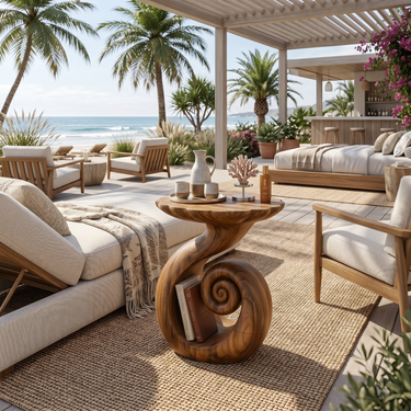 Organic Spiral Storage Side Table Resort Suite