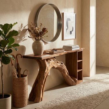 Mid Century Organic Console Table For Entryway Bedroom