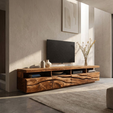 Handcrafted Media Cabinet Console For Living Room